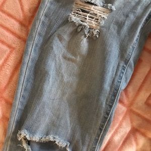 Distressed Jean overalls